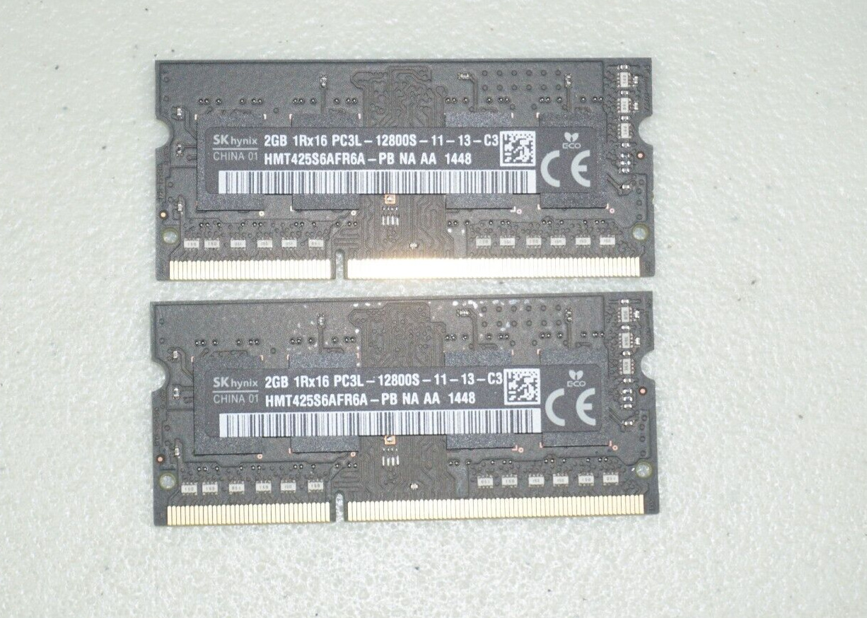 Hynix 4GB Kit (2x2GB) PC3L-12800S DDR3 Apple Macbook Laptop Ram HMT425S6AFR6A-PB