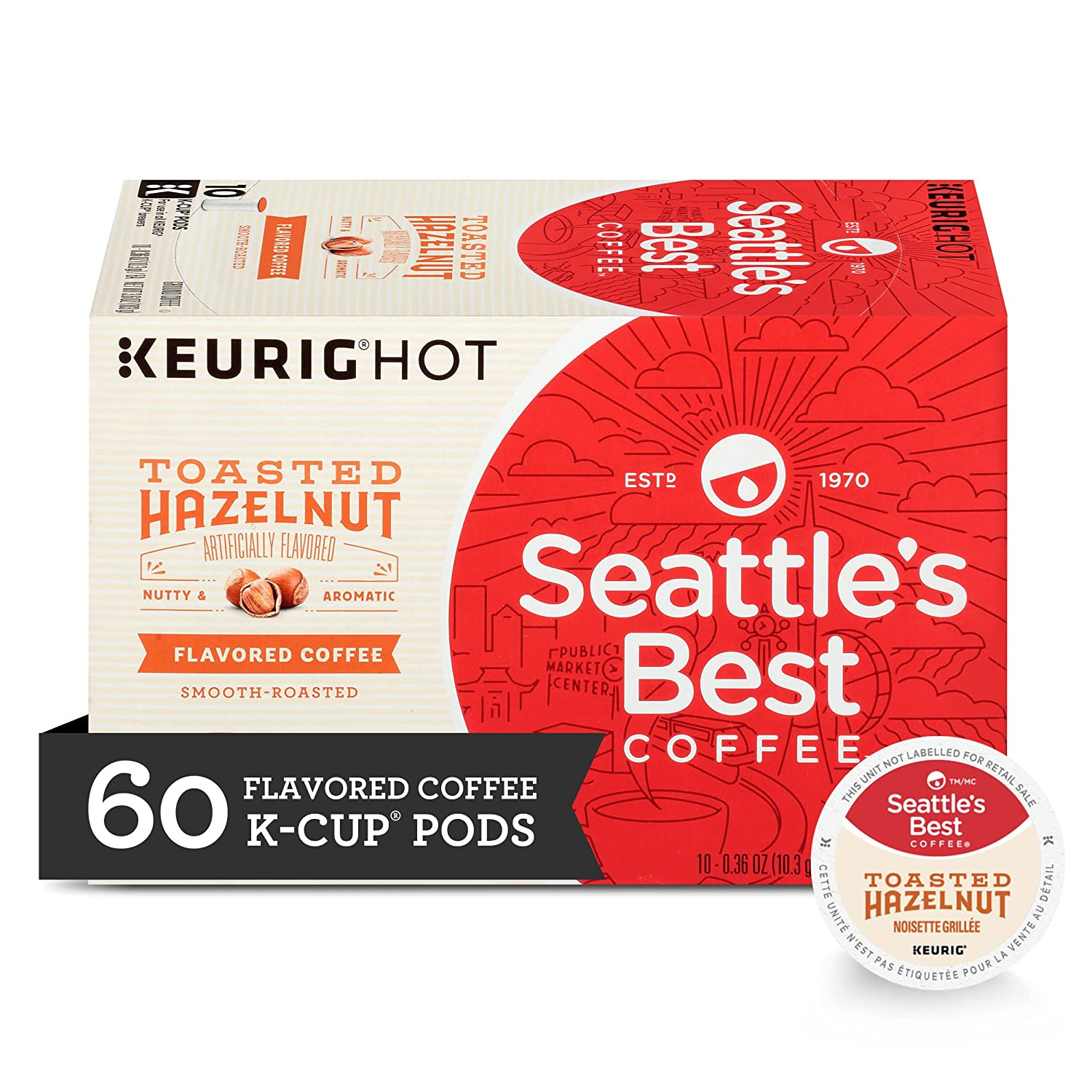 Seattle's Best Coffee Toasted Hazelnut Flavored Medium Roast K-Cup Pods | 6 of
