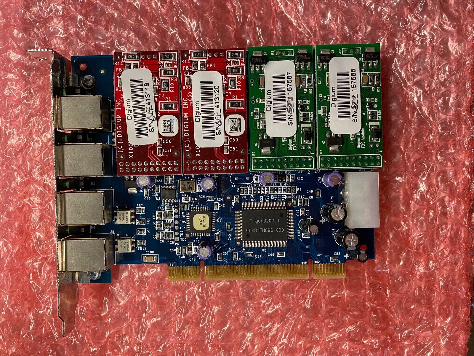 Digium TDM400P 4 port TDM To PCI PBX Card W/2 FXO & 2 FXS cards