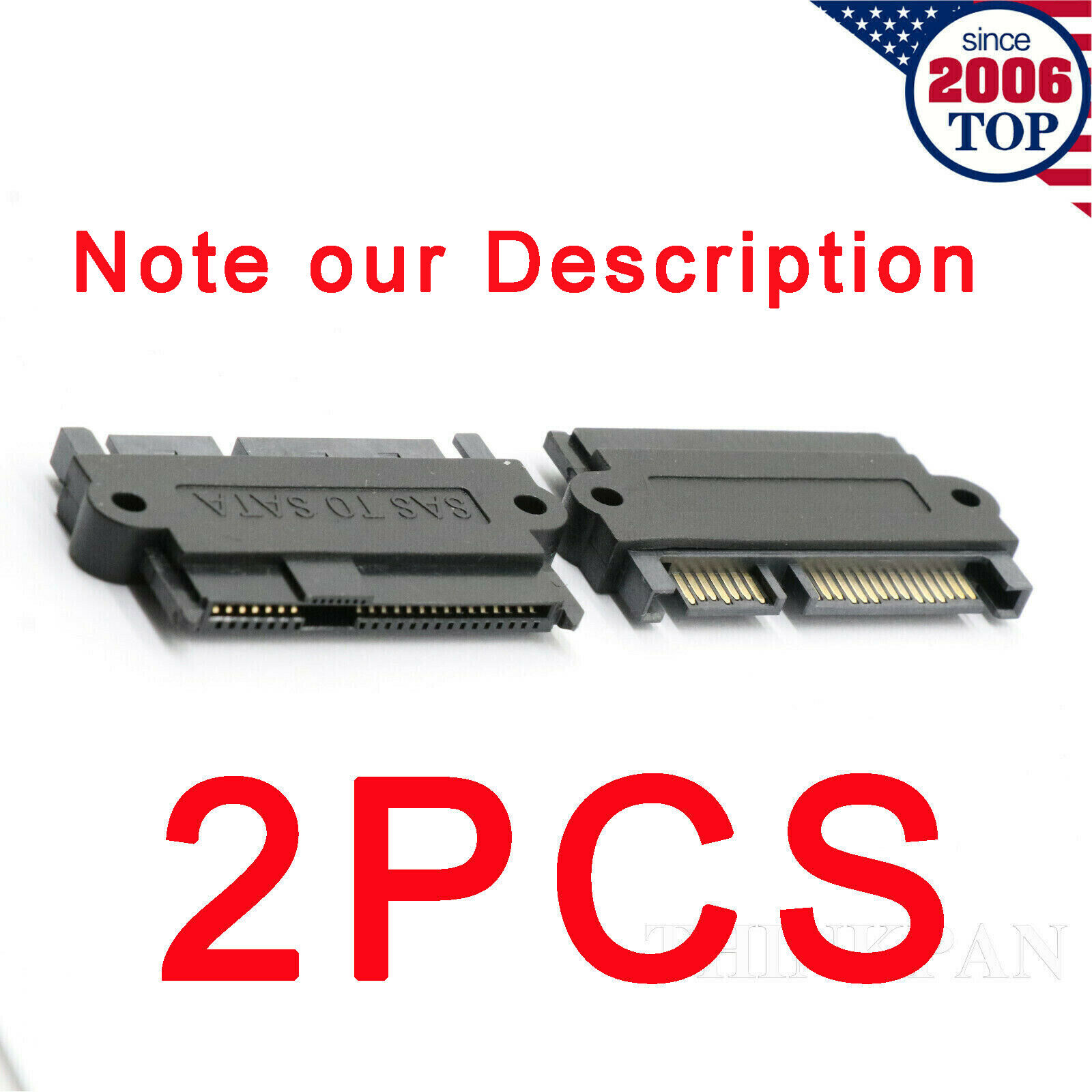 2pcs New SFF 8482 SAS to SATA 180 Degrees Straight Head Adapter Converter 22 Pin