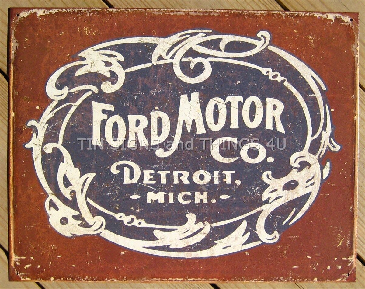 Ford Motor Co Detroit TIN SIGN vintage logo metal poster garage wall decor 1707