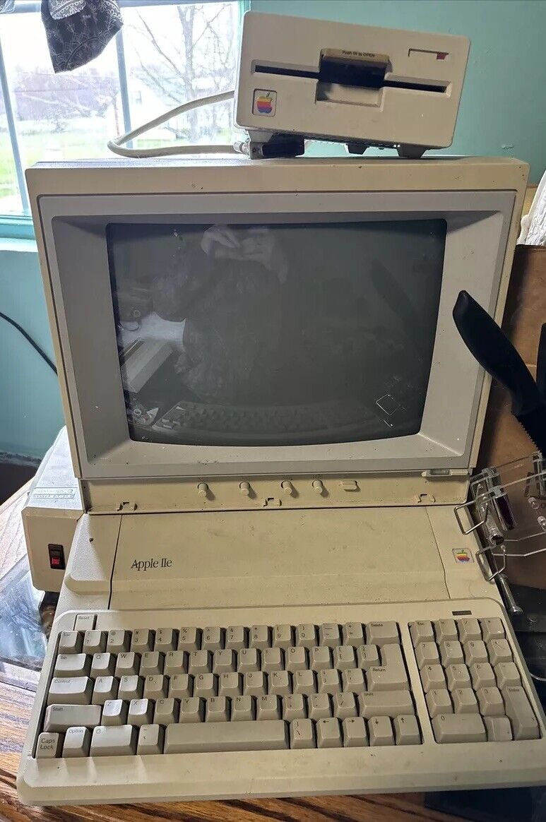 A2m6021 Apple IIe With Image Writer II And Fan Monitor Included.