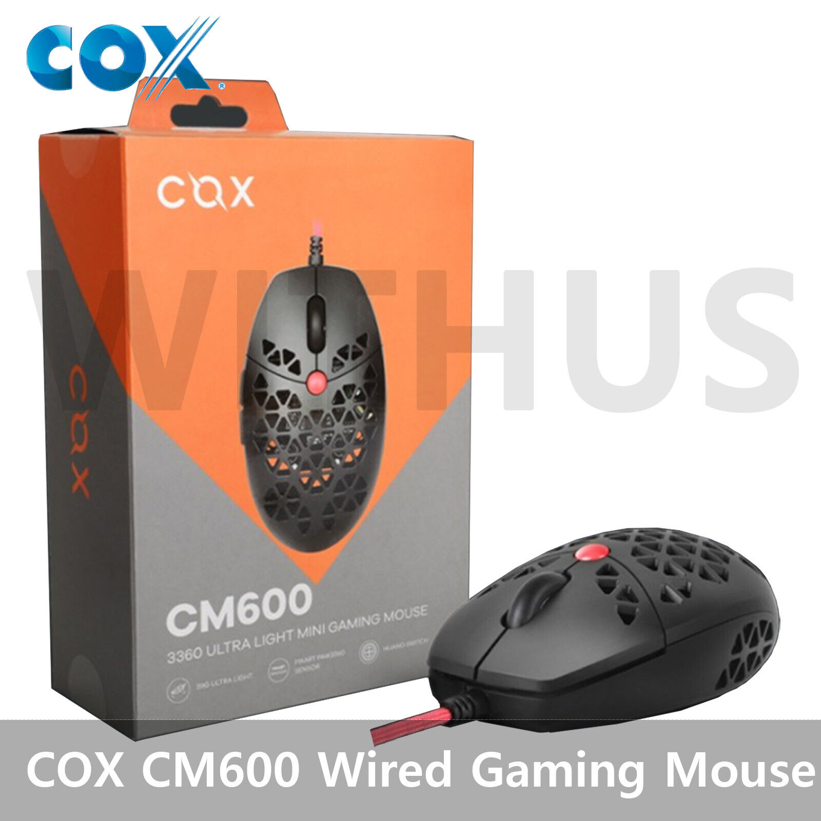 COX CM600 Ultra Light Mini Wired Gaming Mouse Max 12000 7Step DPI PMW 3360