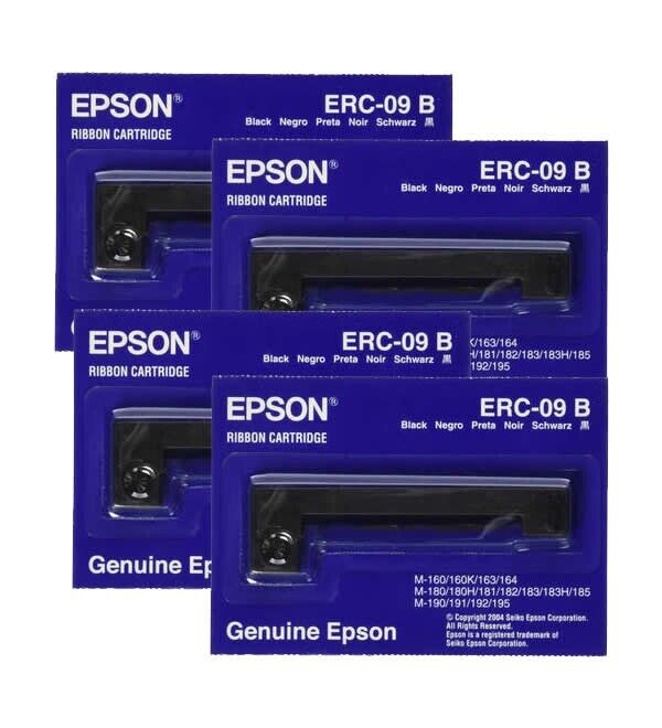 (Lot of 4) Genuine Epson ERC-09B Ribbon Cartridge ERC-09-B Black