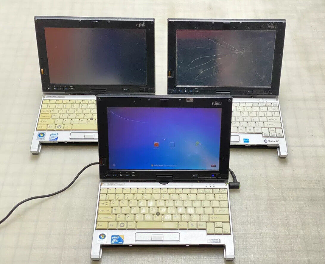 Lot Of 3 Fujitsu LifeBook P 1620, P1630 - Tablet PC For Parts Or Repair