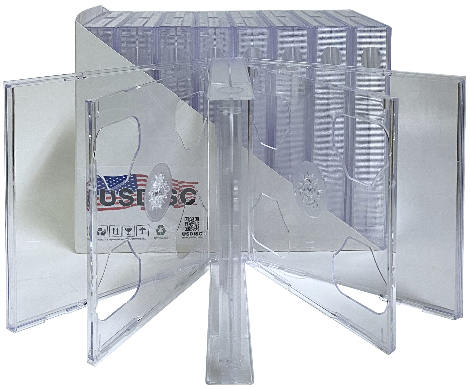 USDISC CD Jewel Cases Chubby 24mm, Sextuple 6 Disc (Clear) Lot