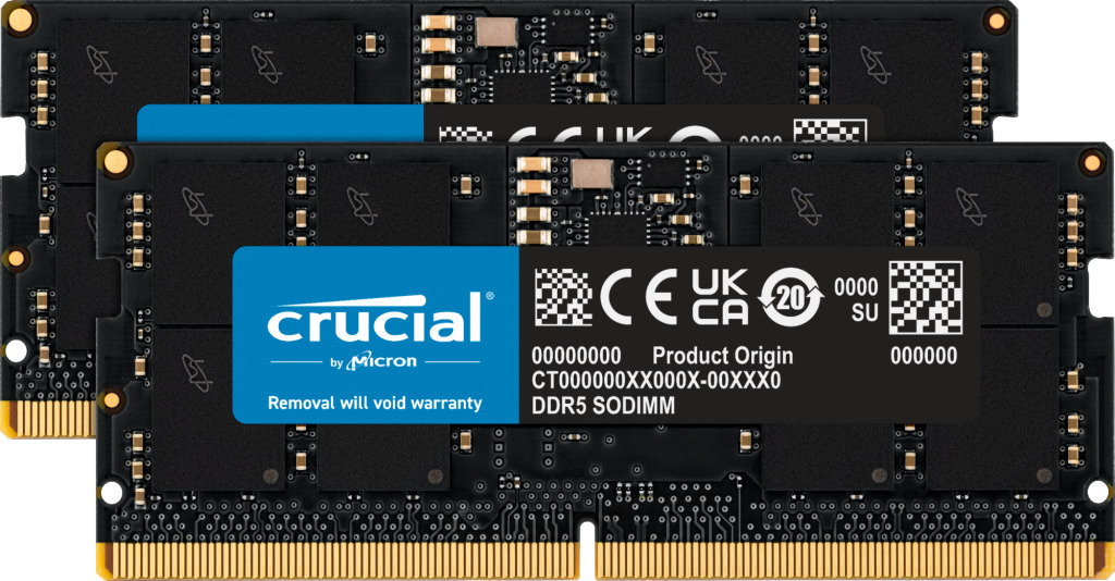 Crucial 32GB DDR5-5200 SODIMM On-die ECC CT2K16G52C42S5 Memory