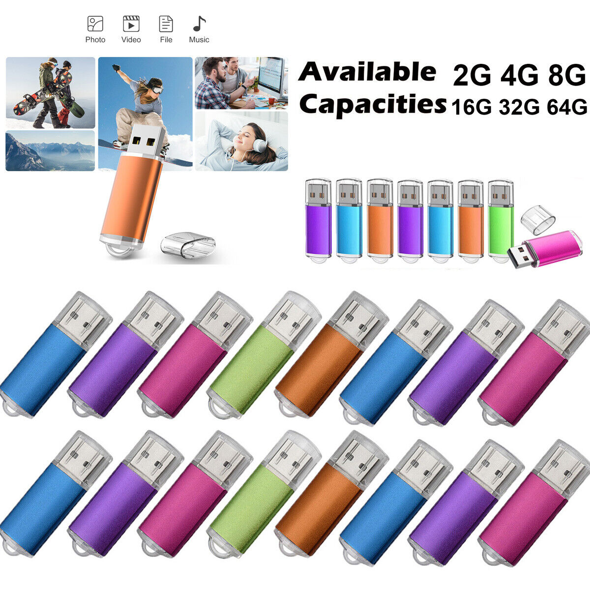 1/5/10Pack Lot 2GB 4GB 8G 16G 32G 64GB USB 2.0 Pen Drive Flash Memory Stick