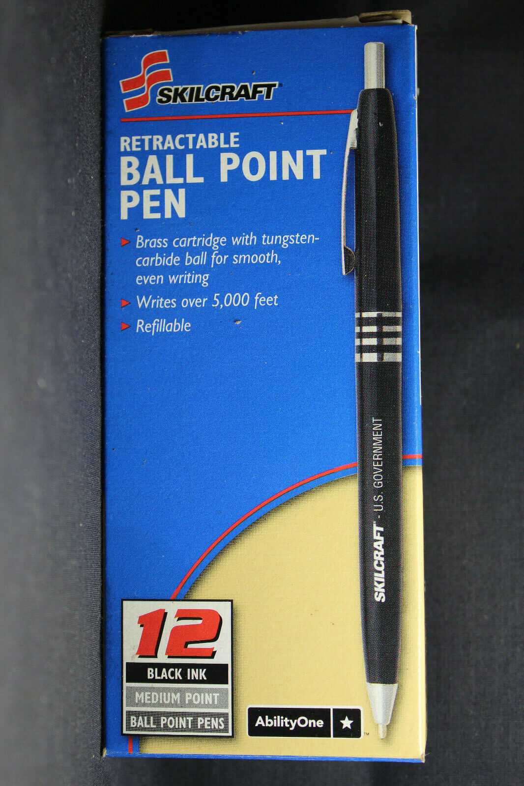 Skilcraft U.S. Government Retractable Ballpoint Pen Medium Point Black Ink 12 EA