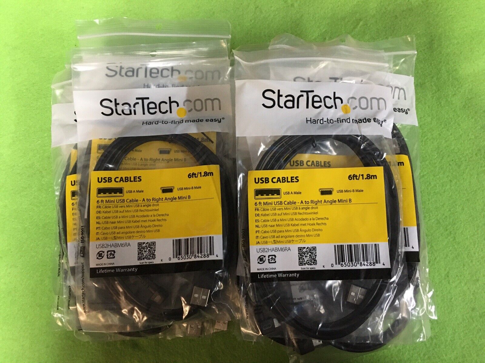 LOT OF 27: StarTech USB2HABM6RA 6 ft Mini USB Cable A to Right Angle Mini B