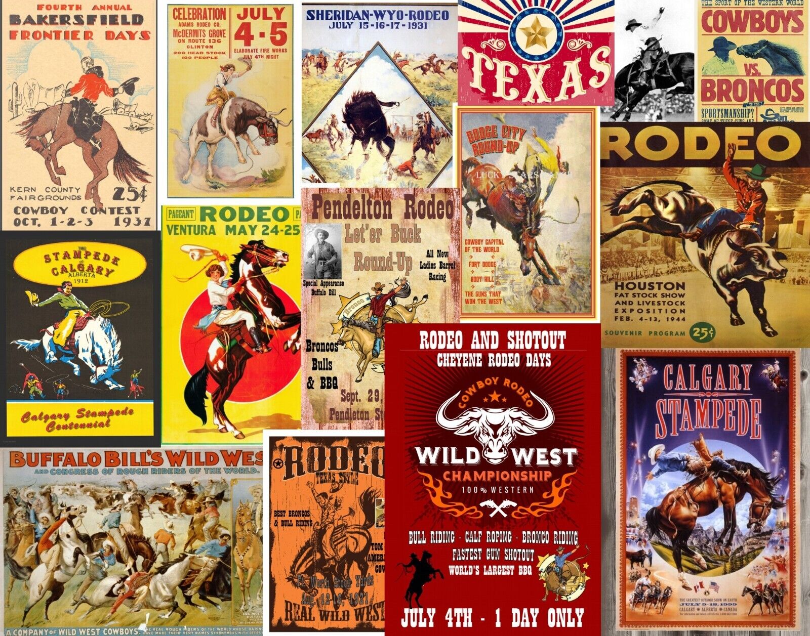 Vintage Rodeo Poster Artr Collage  Mouse Pads Stunning Photos