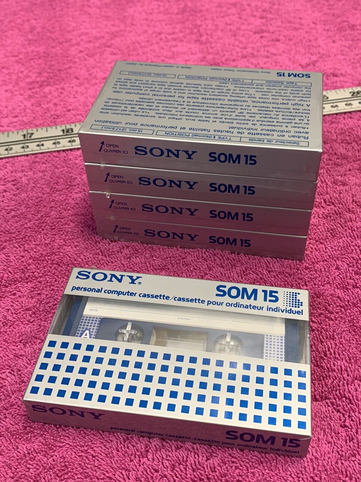 5 LOT Vintage ALL SEALED Sony Personal Computer Cassette SOM-15 Super Scarce NOS