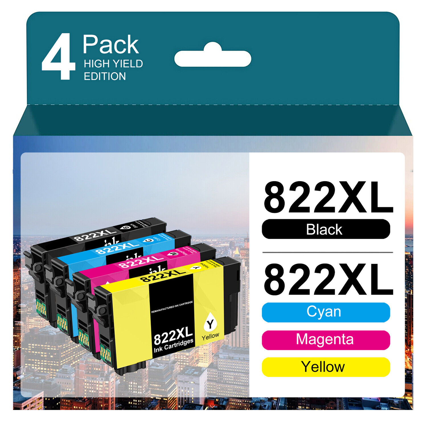 4PK 822 XL Ink Cartridges T882XL For Epson WorkForce Pro WF-4820 WF-4830 WF-4833