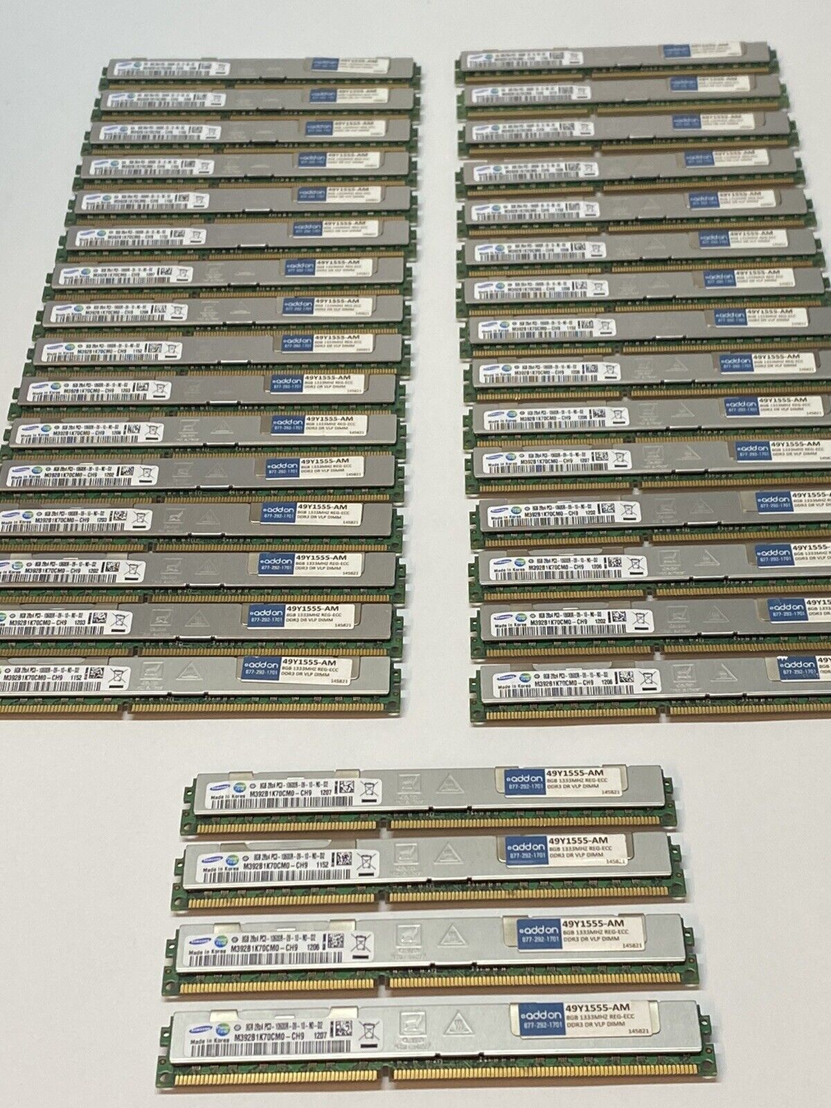 Samsung 8GB 2Rx4 PC3-10600R DDR3 Grade A Memory *LOW PROFILE* 1333mhz REG-ECC
