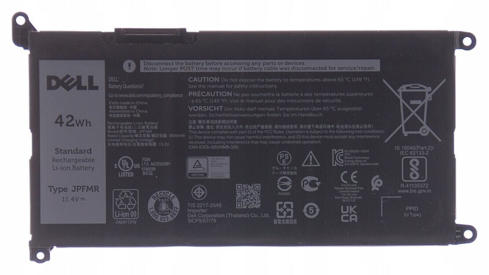 NEW Genuine JPFMR Battery For Dell Chromebook 3100 3400 5488 5493 7MT0R 16DPH