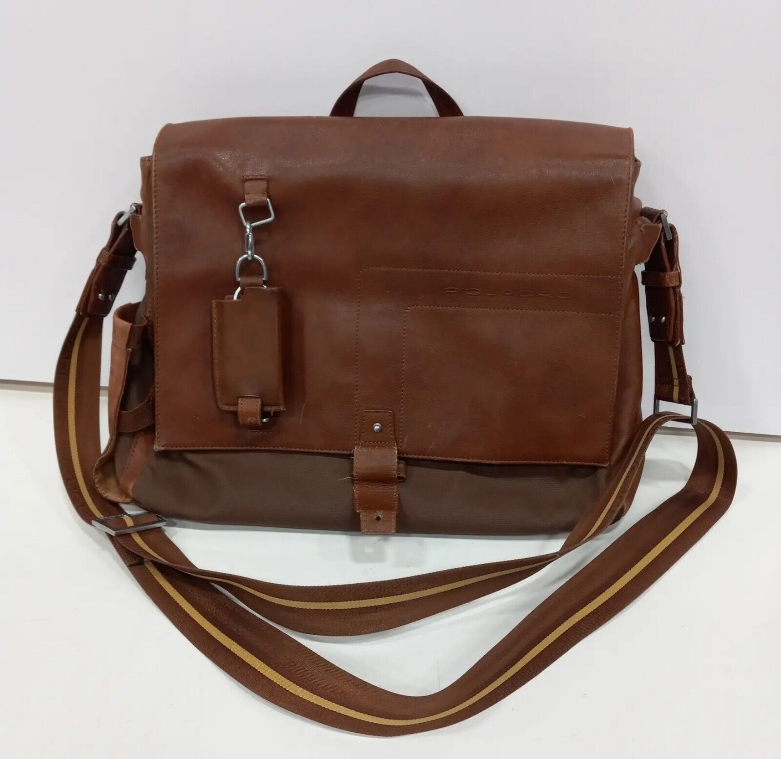 Presenting A RARE Find, Piquadro Fine Leather & Canvas Laptop Bag Made In ITALY 