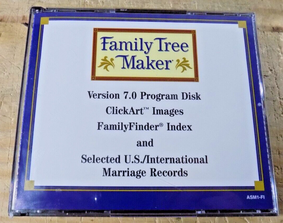 FAMILY TREE MAKER Version 7.0 PROGRAM DISK ASMI-F1 4 & B-1 Four CDs