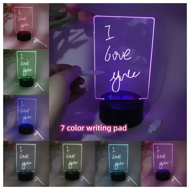 2 Pcs High Appearance Level Colorful Message Board 3d Nightlight Bedroom Lamp