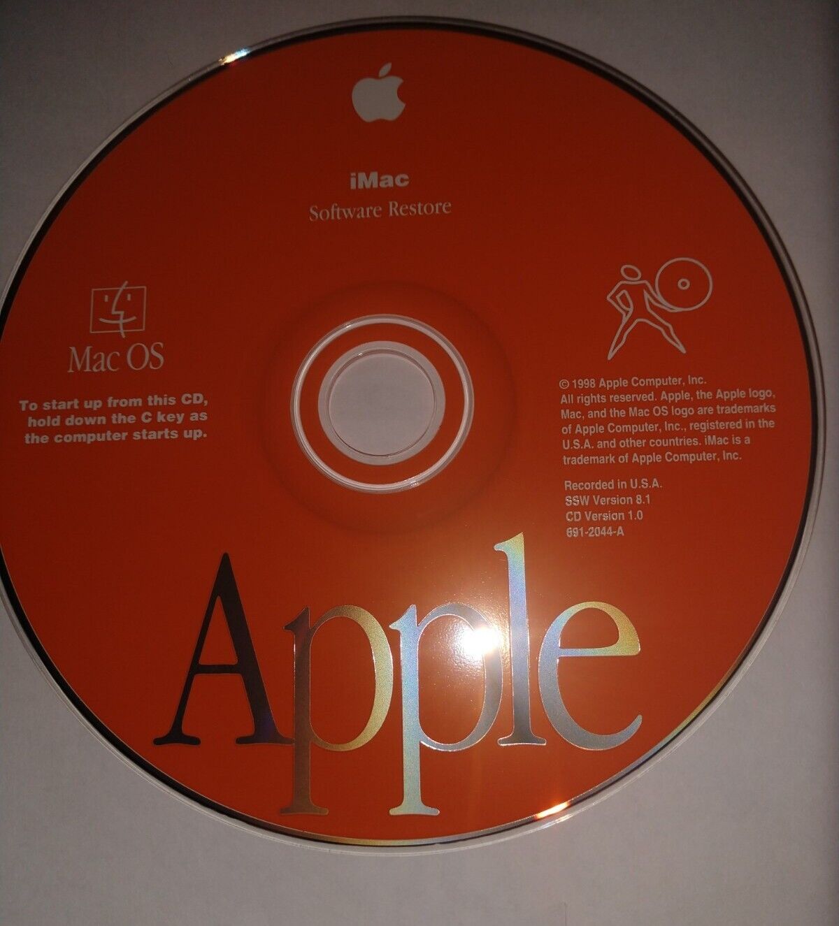 1998 iMac Software Restore CD 691-2044-A SSW 8.1 Good Condition Vintage CDVer 1