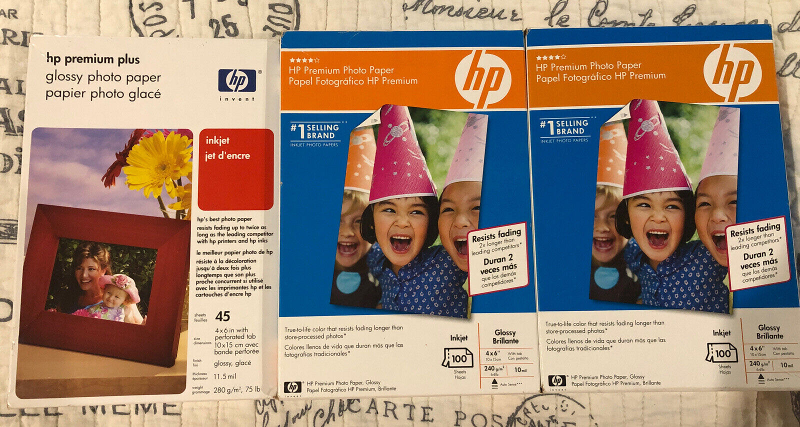 LOT of 3 New 245 Prints Genuine HP Q1990A Premium Photo Paper  Glossy  4 x 6