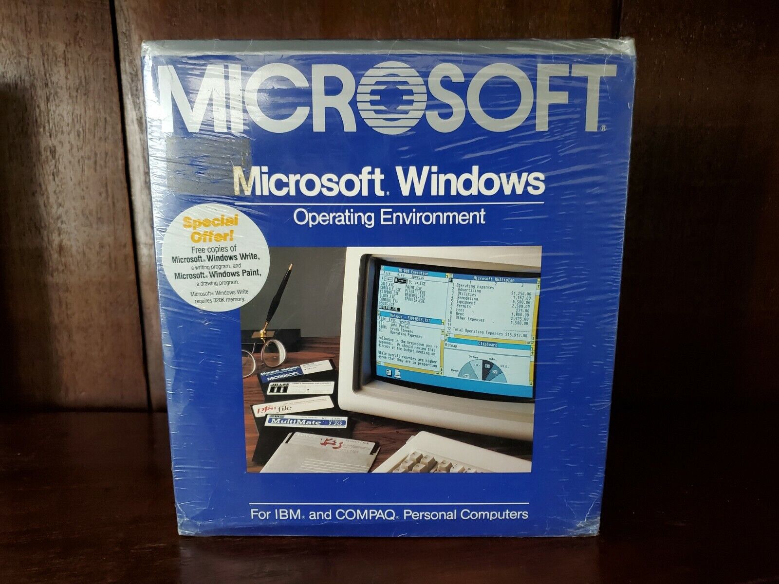 Microsoft Windows 1.0 Vintage Software 050-050-004 New sealed retail box
