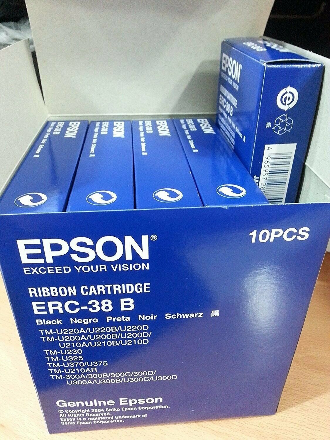 10 Genuine Epson ERC-38B Black Printer Ribbon Cartridges