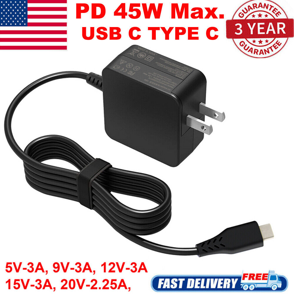 45W Type-C Fast Charger Power Adapter for Samsung ASUS Sony Laptop Phone Tablet