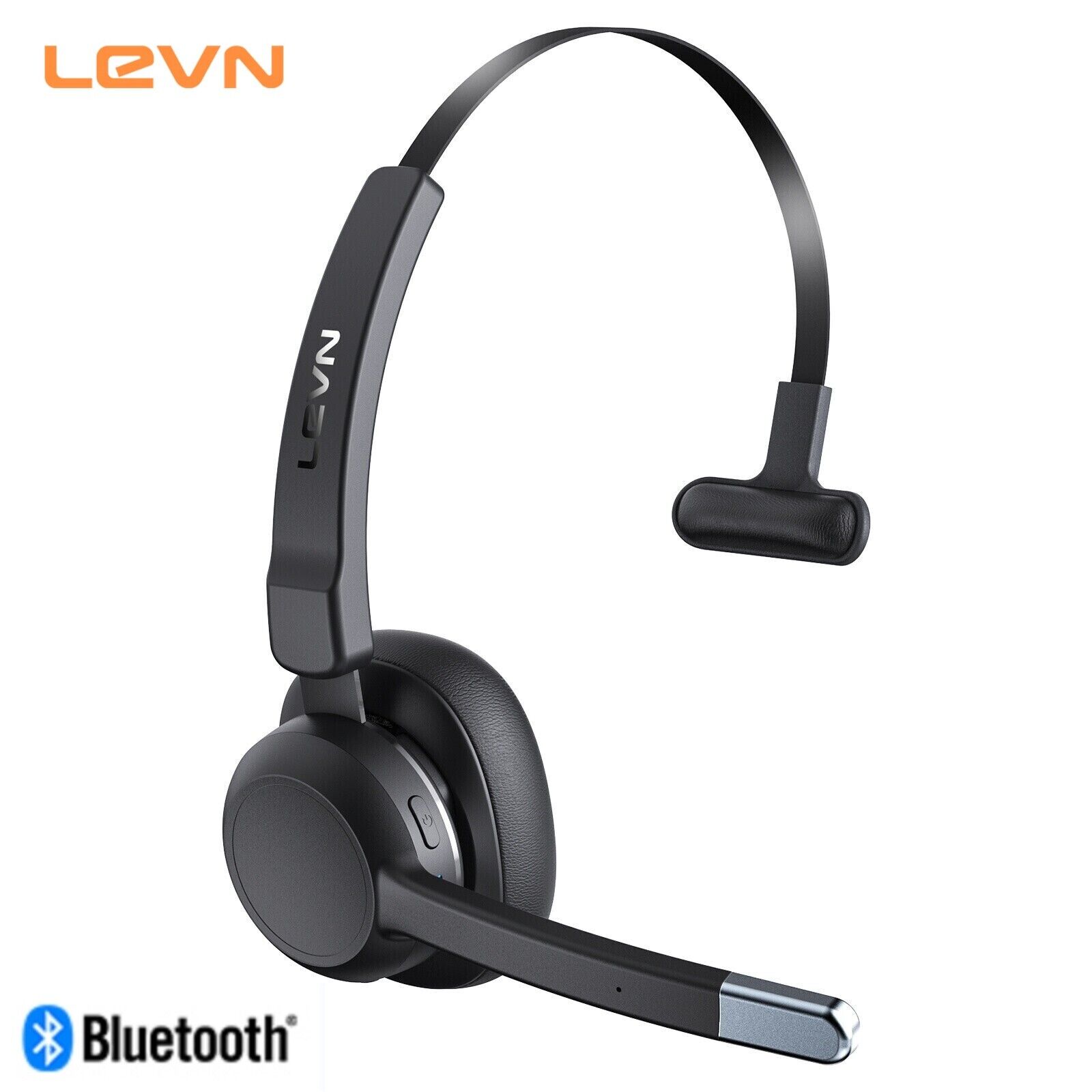 LEVN Bluetooth 5.2 Wireless Headset With Noise Cancelling Microphone For Trucker