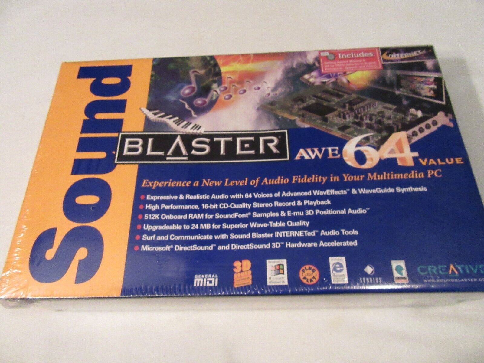 Creative Sound Blaster Awe 64 Value, Model SB4500, Soundcard, New Sealed in Box