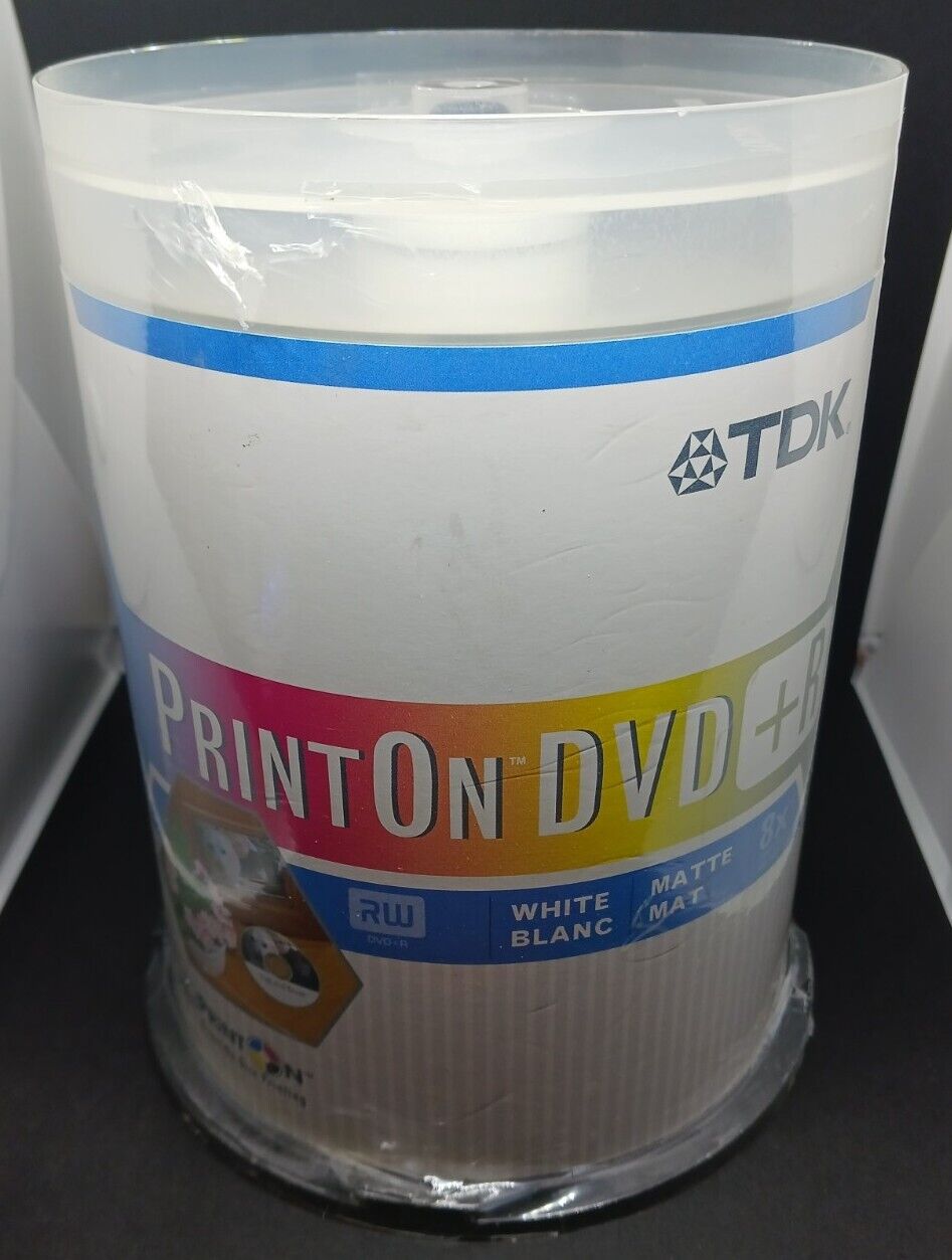 TDK DVD +R 100 Pack Disc PrintOn Printable Print On 2 Hours 4.7 GB Single Sided