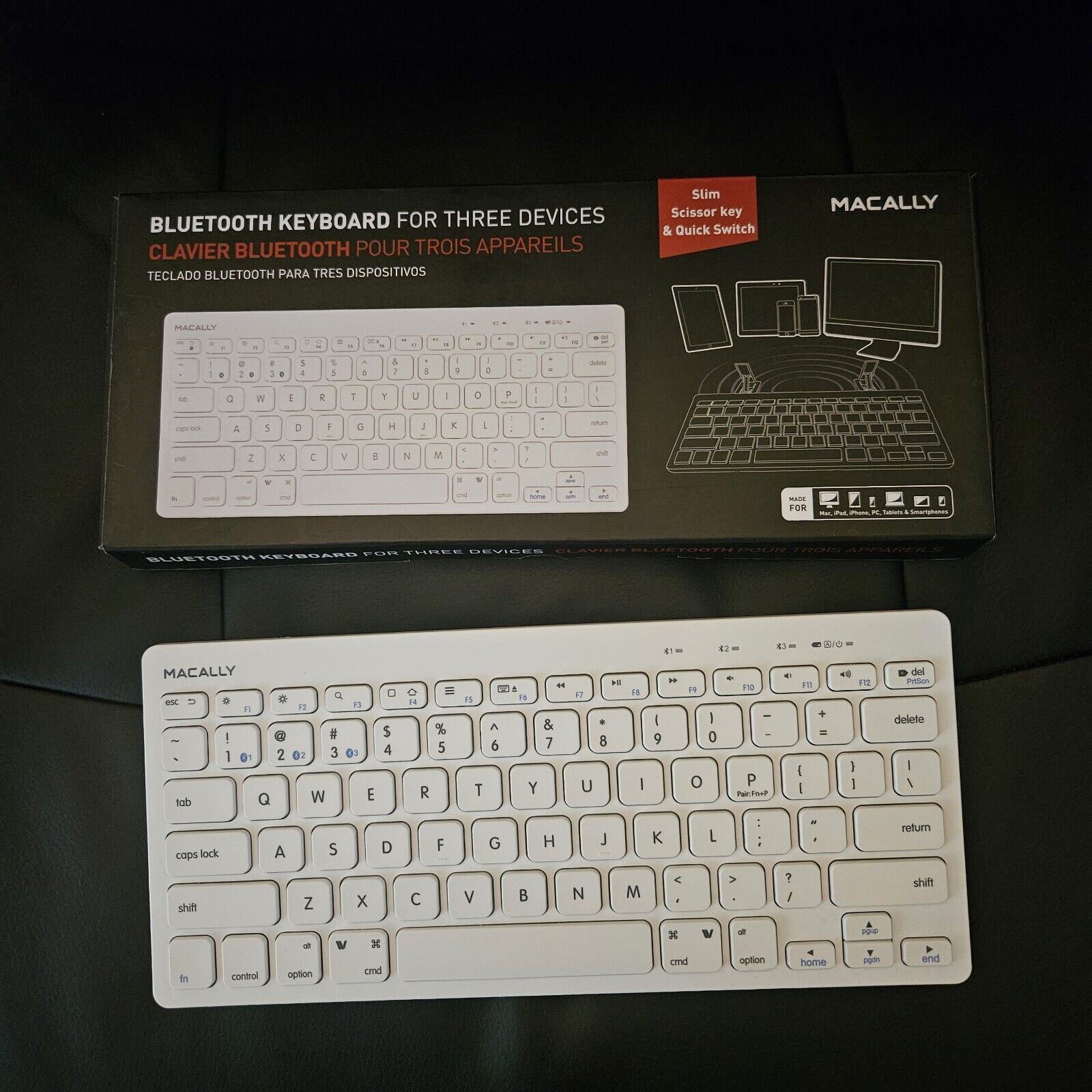 Macally Small Bluetooth Keyboard For Mac - Multi Device Wireless Keyboard 