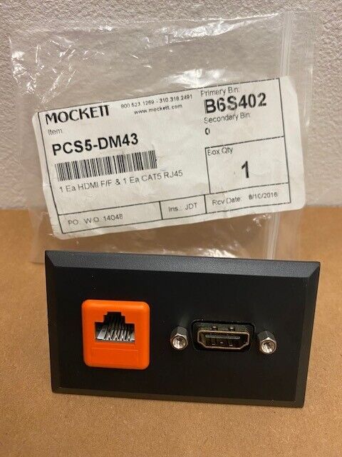 Mockett PCS5-DM43 HDMI BTX Female to Female & Cat5e RJ45 Dual Combo Insert Bezel