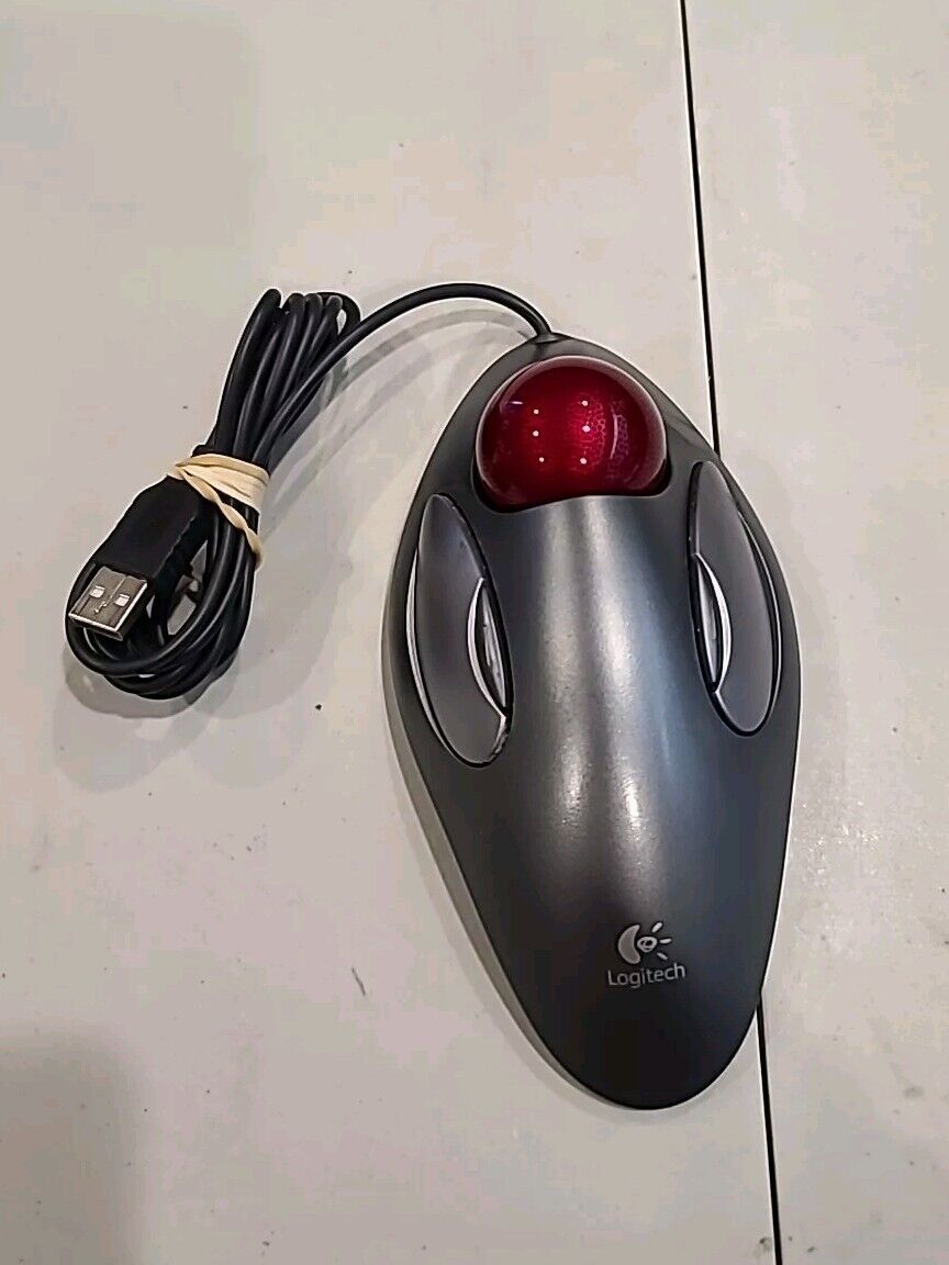 Logitech Trackman Marble USB T-BC21 Trackball Silver Ergonomic Mouse