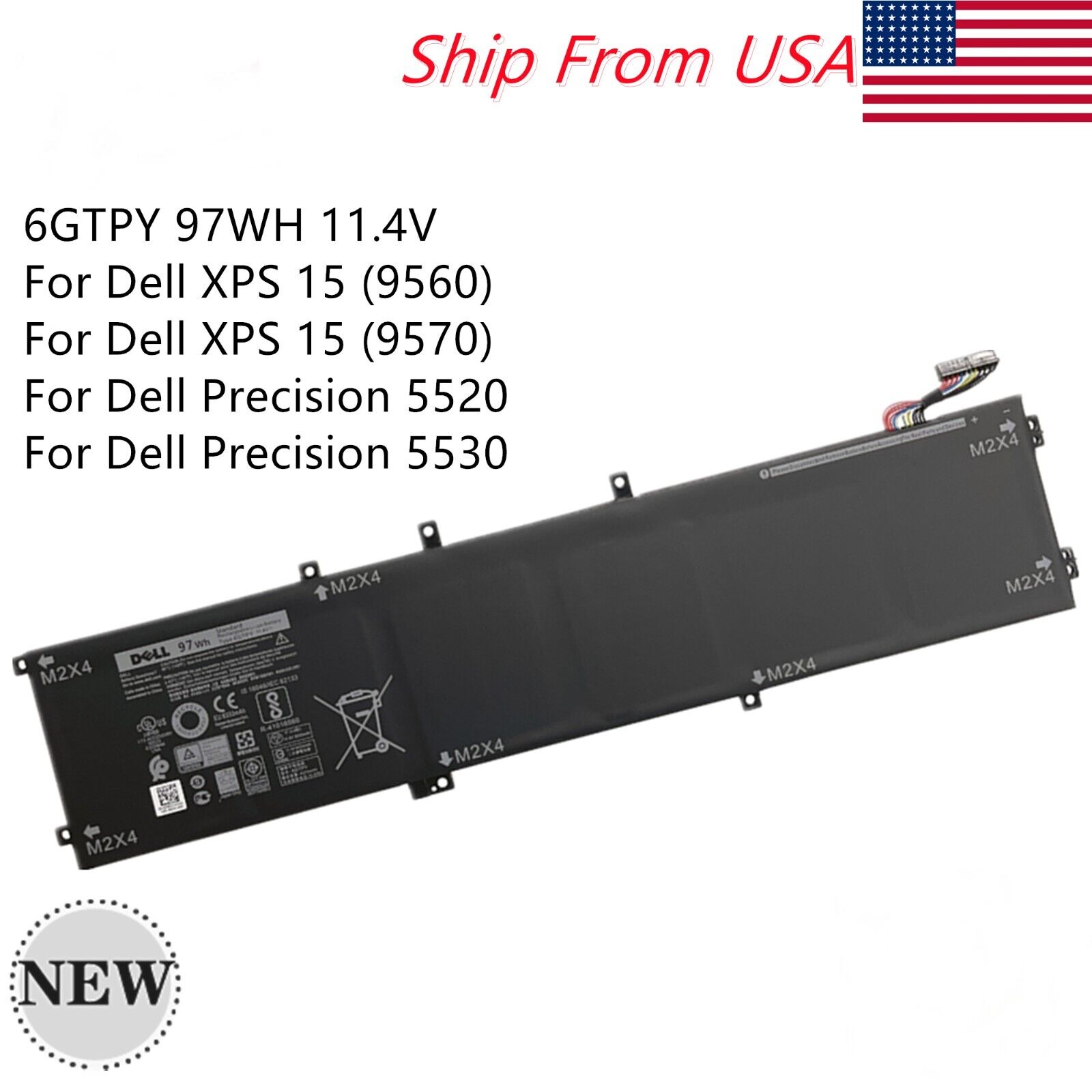 OEM 97Wh 6GTPY Battery For Dell Precision 5520 5530 XPS 15 9560 9570 GPM03 5XJ28