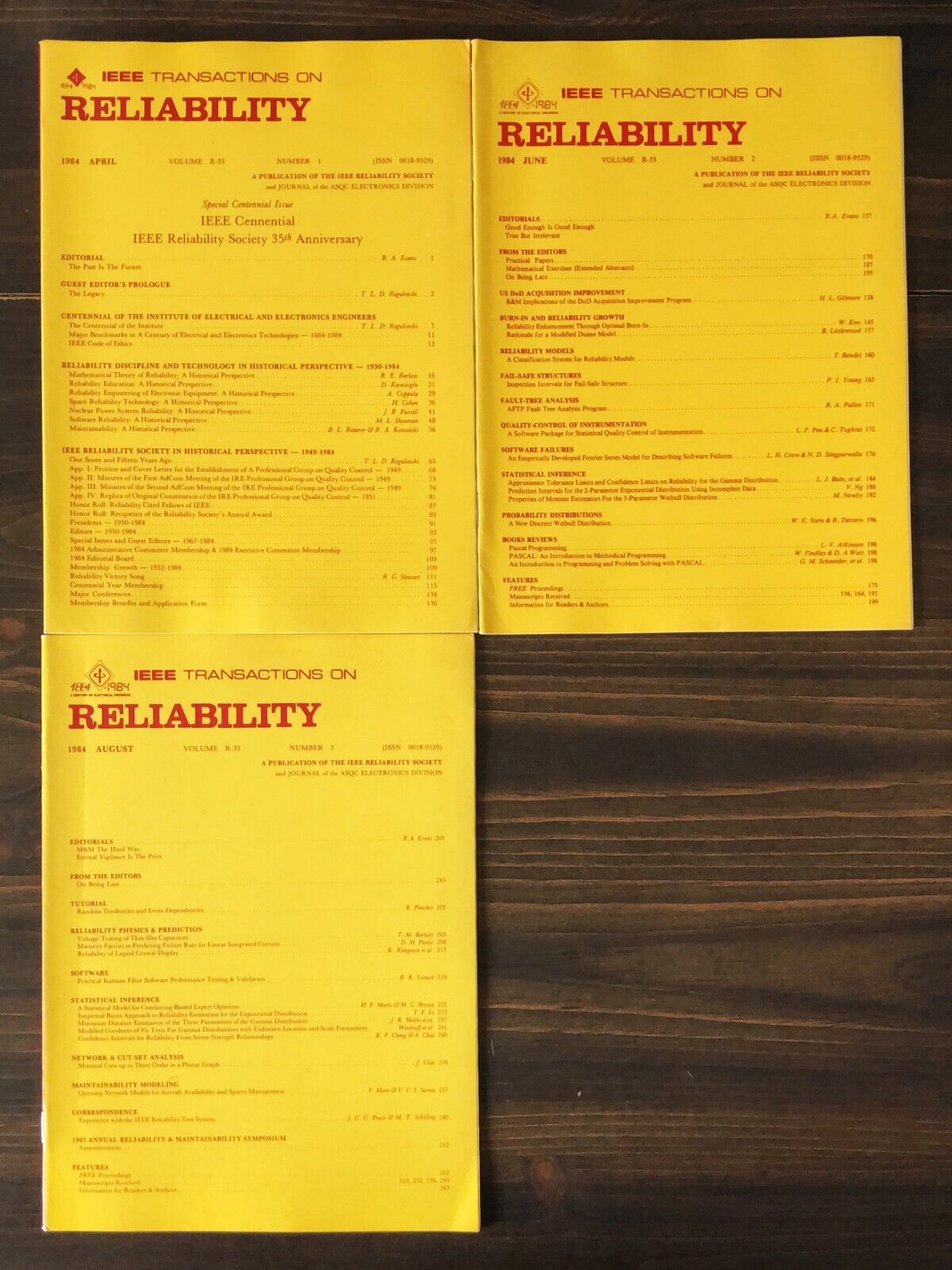 1984 IEEE Transactions On Reliability Magazine - Lot of 3