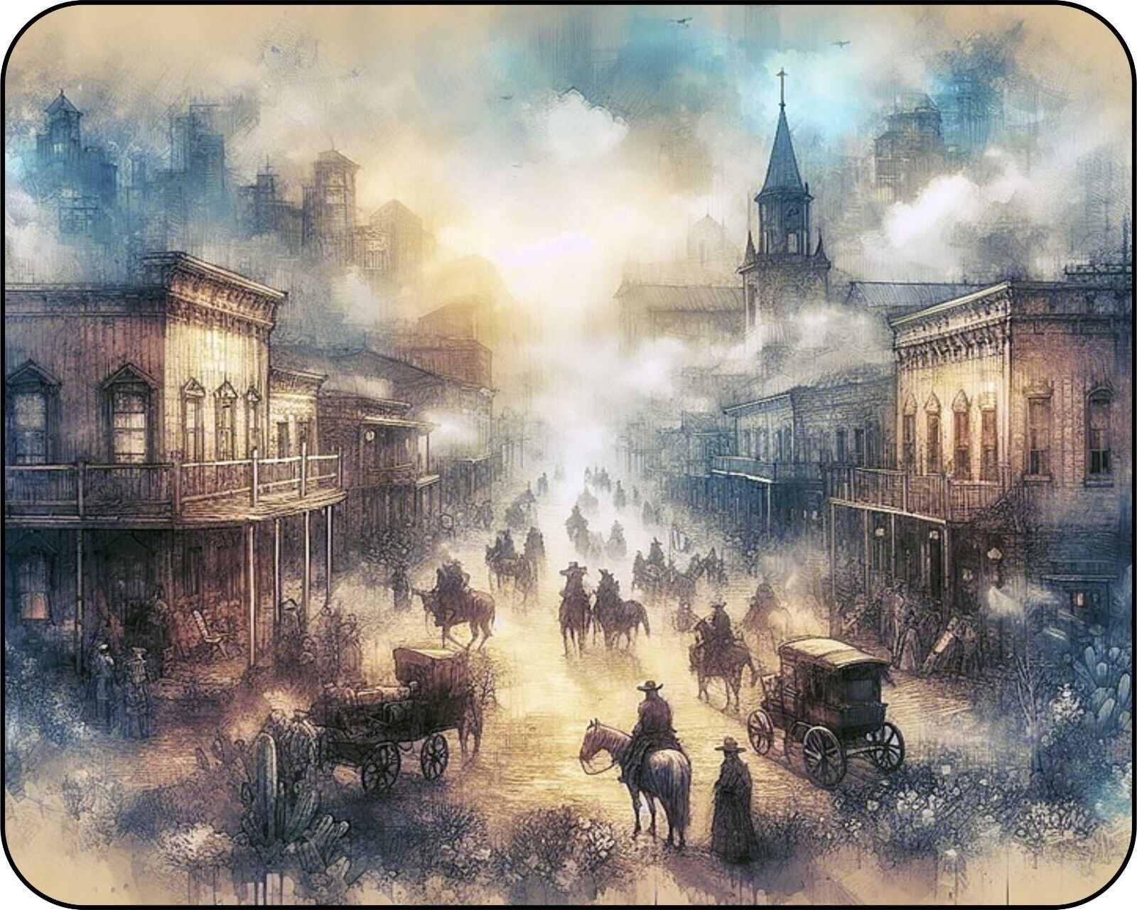 Dodge City Old West Street AI Fantasy art  Mouse Pad Stunning
