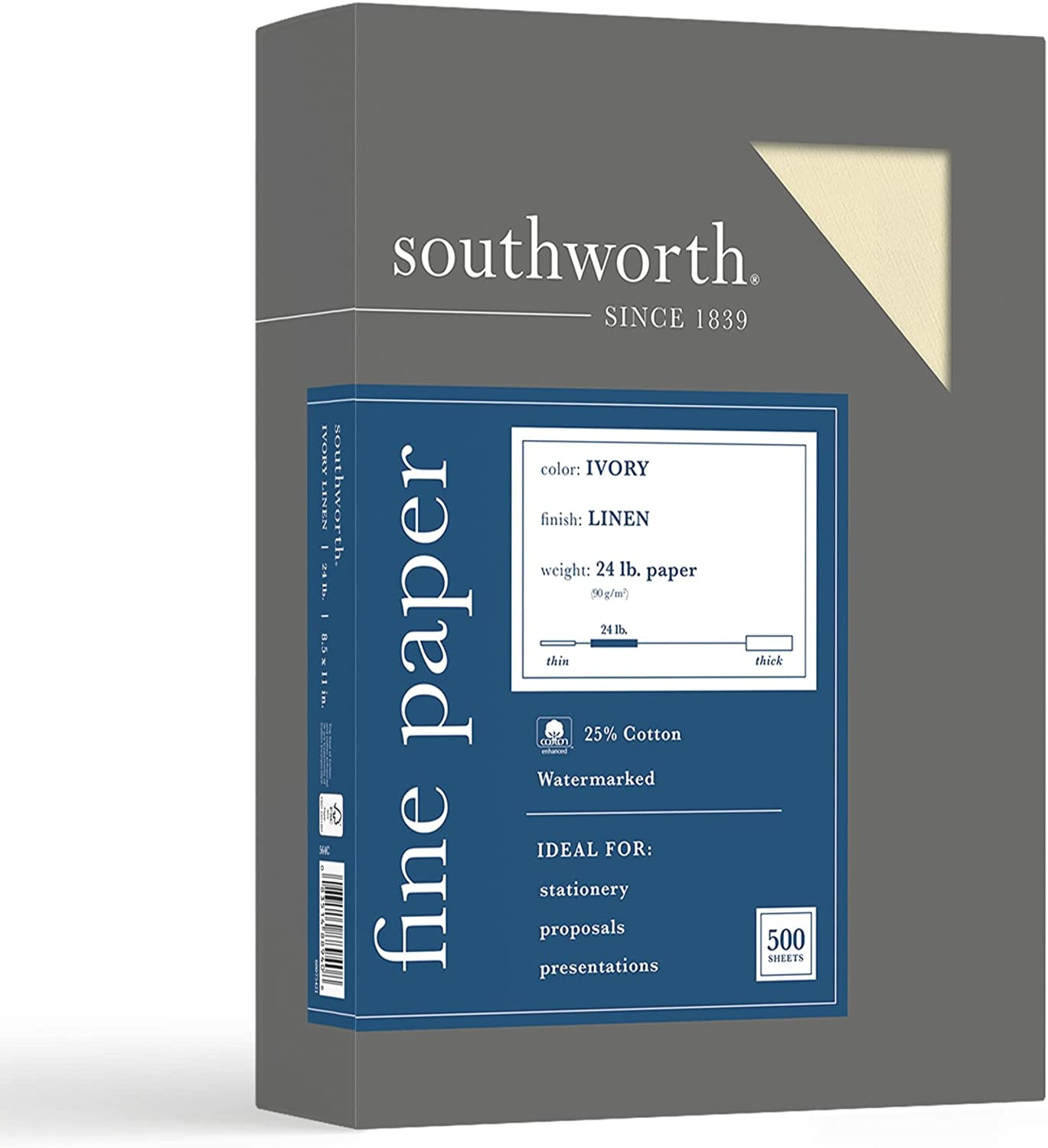 Southworth FSC Certified 55% Recycled 25% Cotton Linen Business Paper