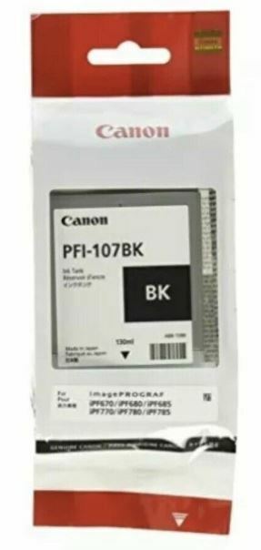 New Genuine Sealed Bag Canon PFI-107 Black Inkjet Cartridge dated 2021