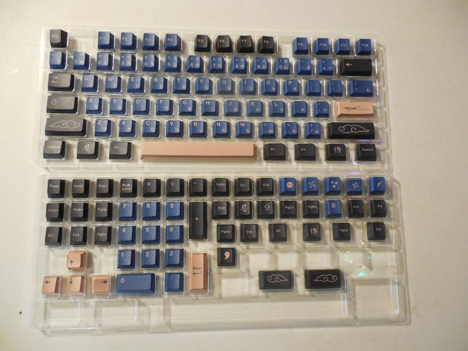 Molgria Blue Samurai Theme Cherry PBT 129 Keycaps Dye-sub For Cherry MX Keyboard