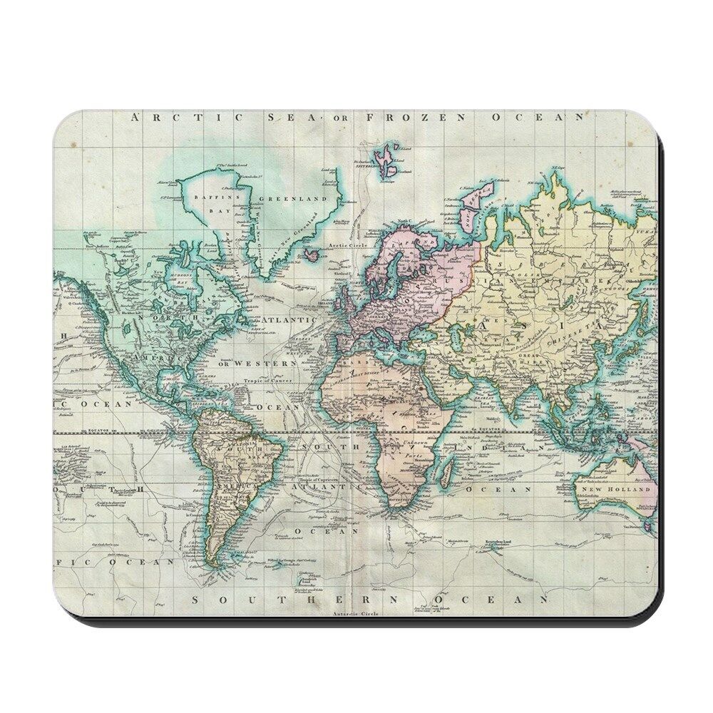 CafePress Vintage Map Of The World (1801) Mousepad  (1550206805)