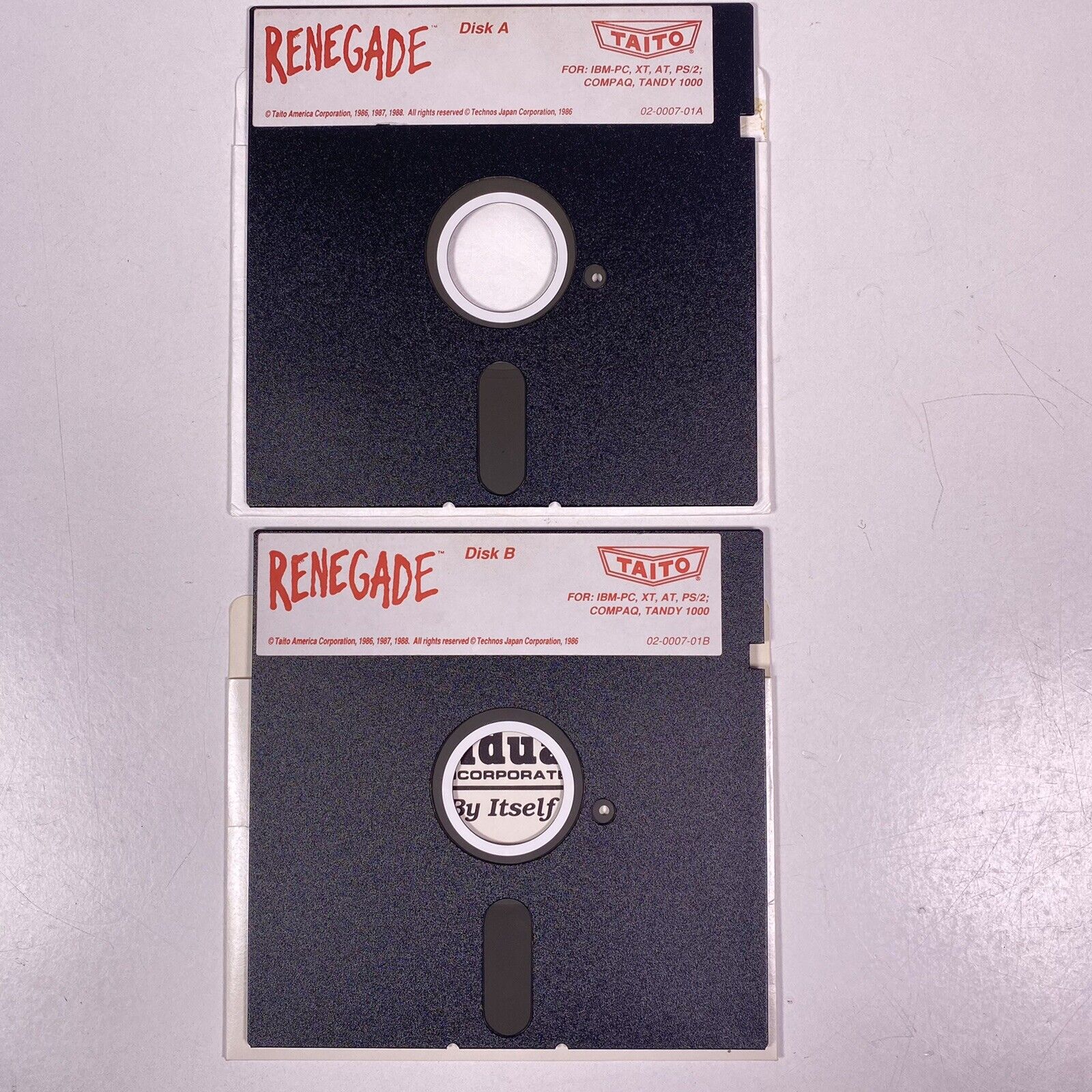 Renegade Taito Disk A & B Ony For IBM PC Software