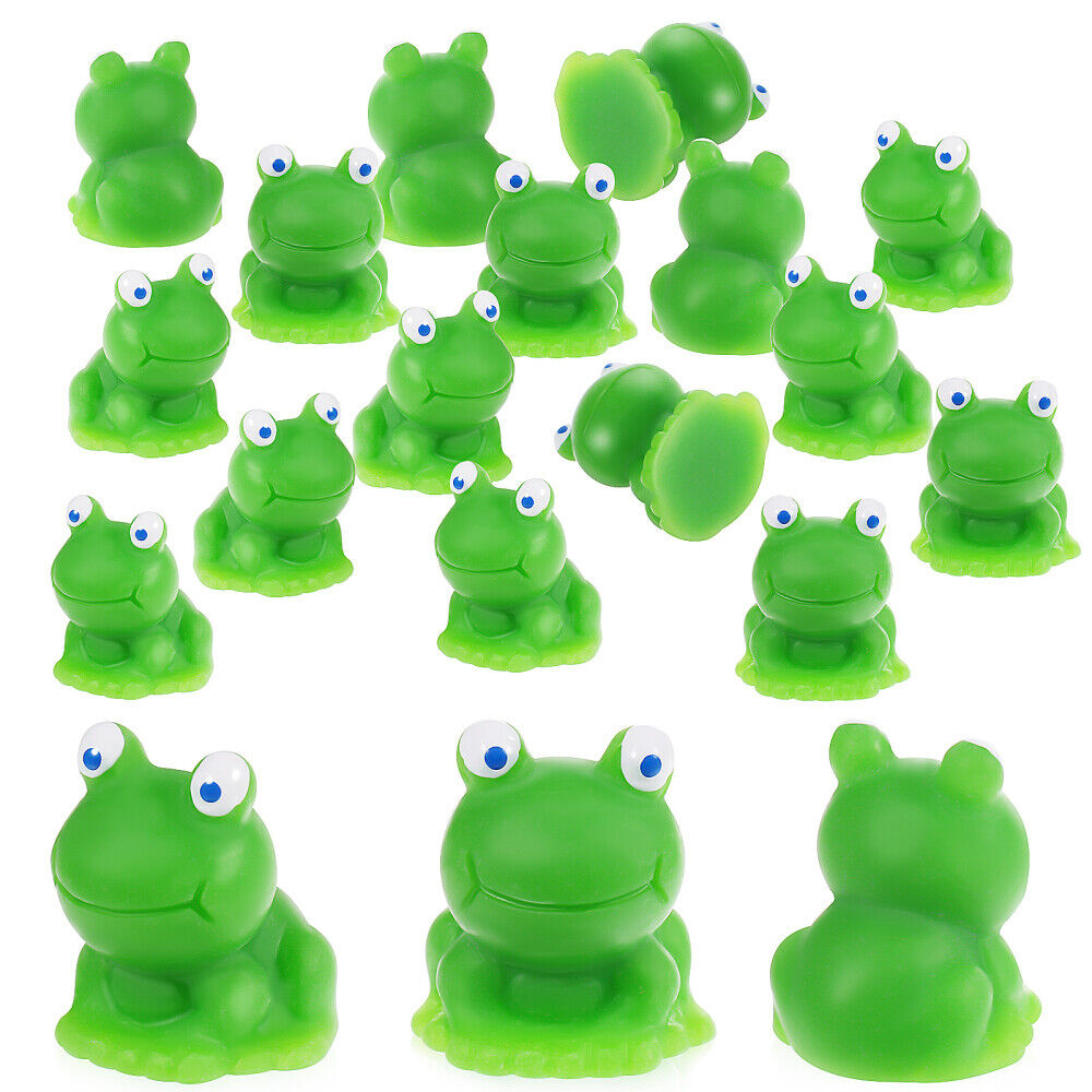  20 Pcs Frogs Toy Figurines Cake Topper Resin Animal Models Miniature