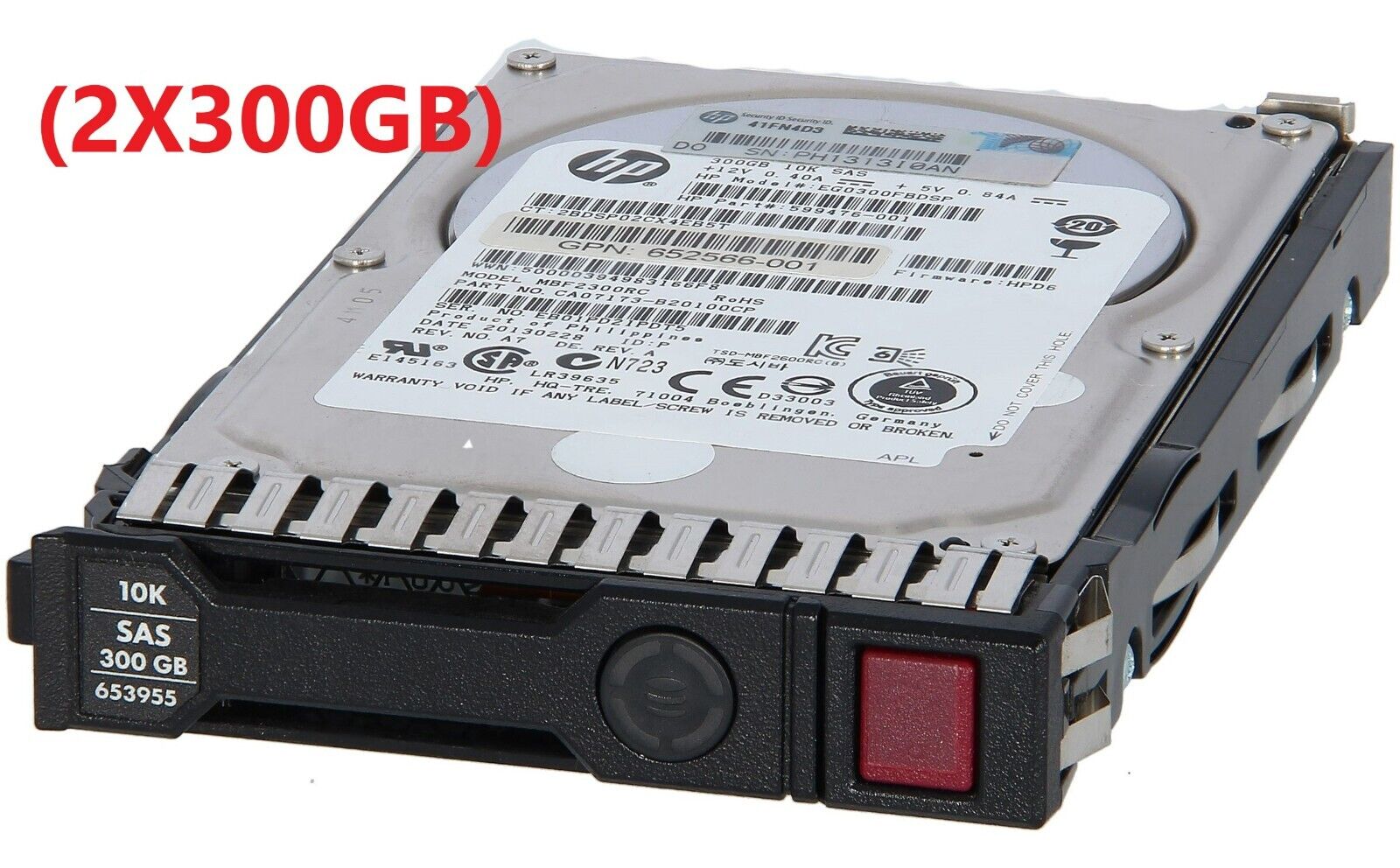 KIT OF 2 GEN8/9 HPE 300GB 10K RPM 6G SAS 2.5 Hard Drive 652564-B21 653955-001