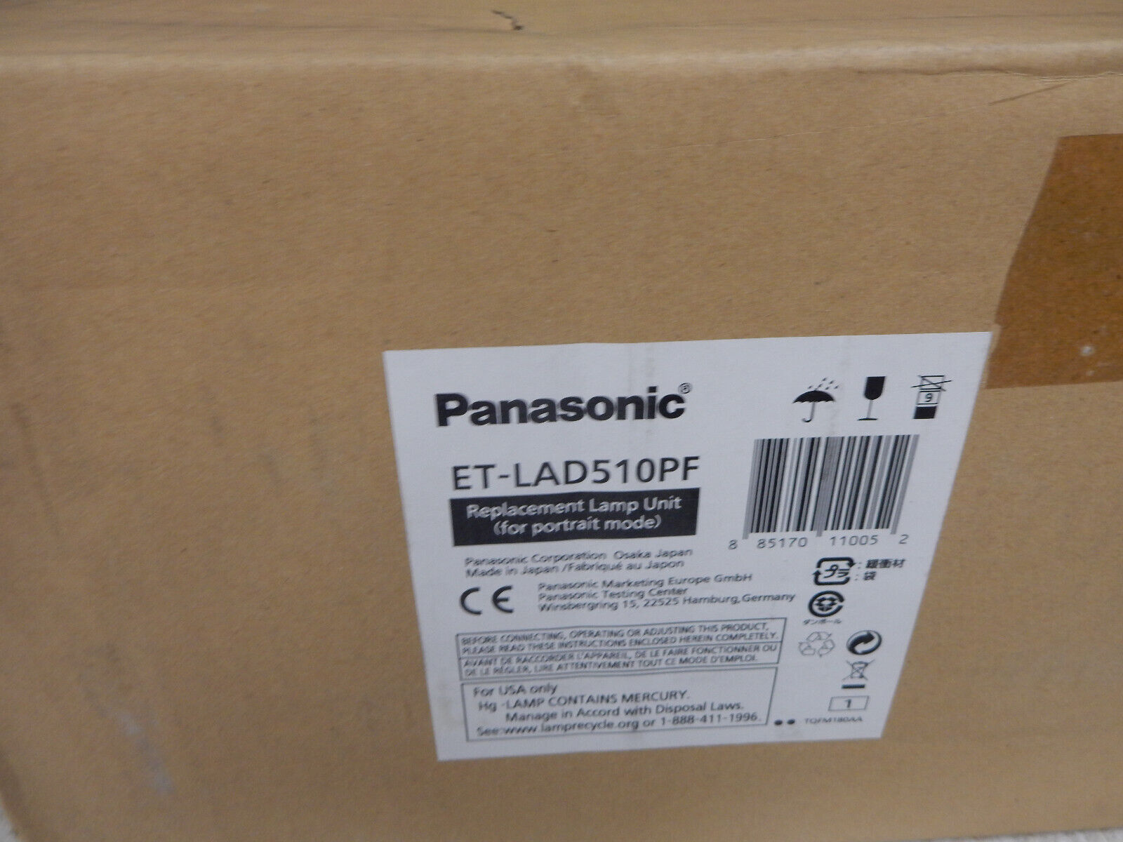 Genuine Original Panasonic ET-LAD510PF Projector Lamp for PT-DZ21K, PT-DZ20K OEM