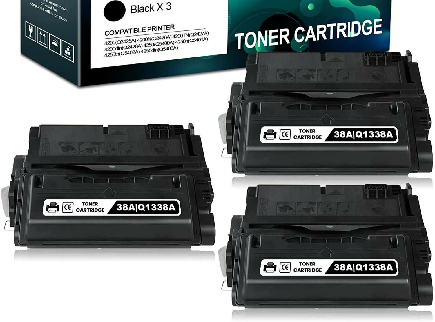 3-Pack 5942A 42A Q5942A Black Toner Cartridge for Laser Jet 4250 4250n Printer