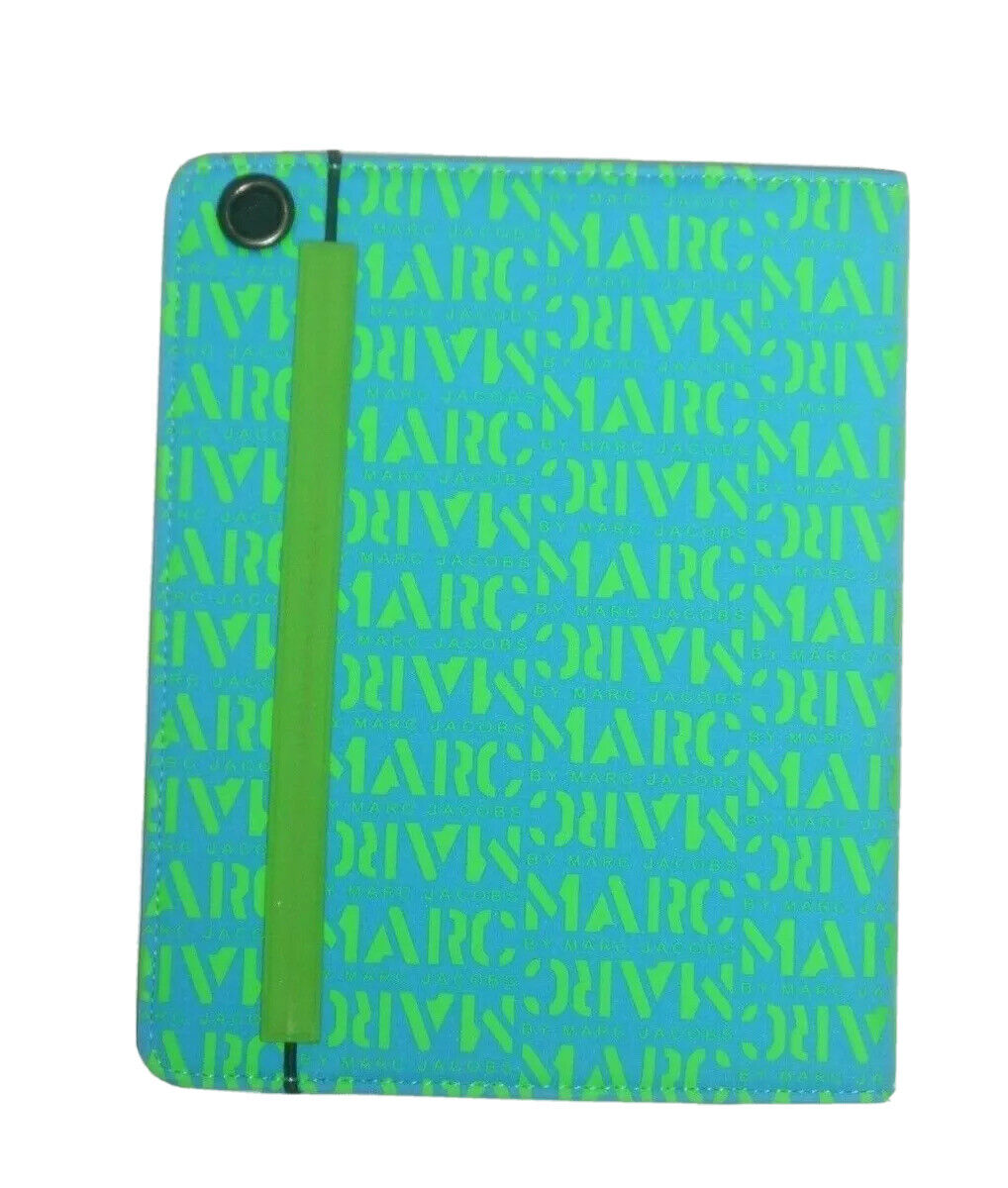 Marc Jacobs folio Ipad Case - Highlighter Blue with logo -hard shell -retail $98
