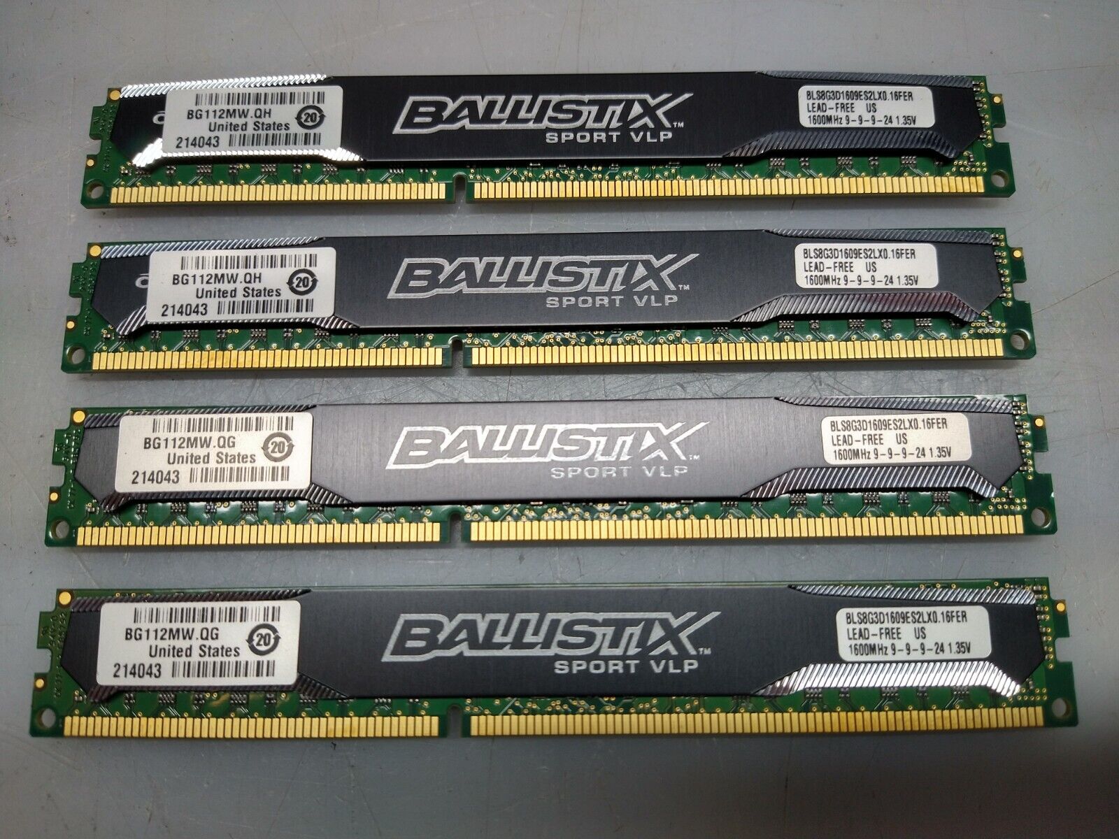 32GB (8GB*4) DDR3L-12800 RAM Crucial Ballistix Sport VLP BLS8G3D1609ES2LX0.16FER