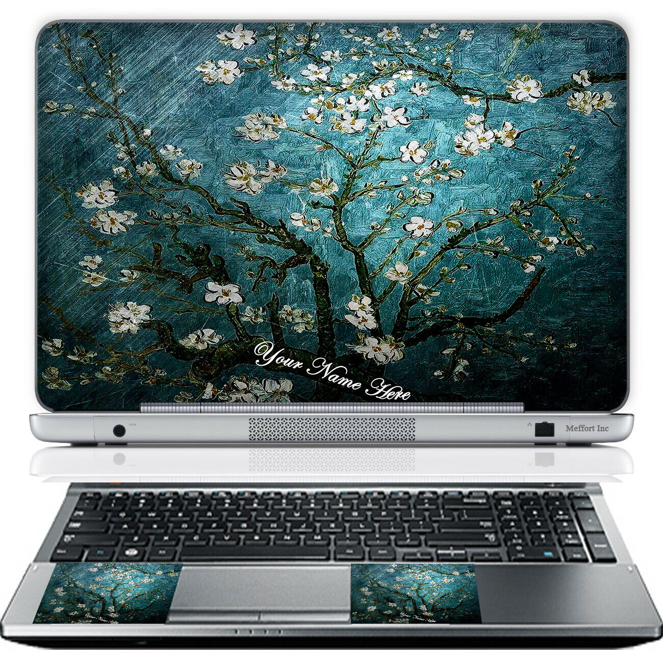 15 Inch Laptop Skin Sticker Cover Art Decal & Wrist Pad Customize Your text