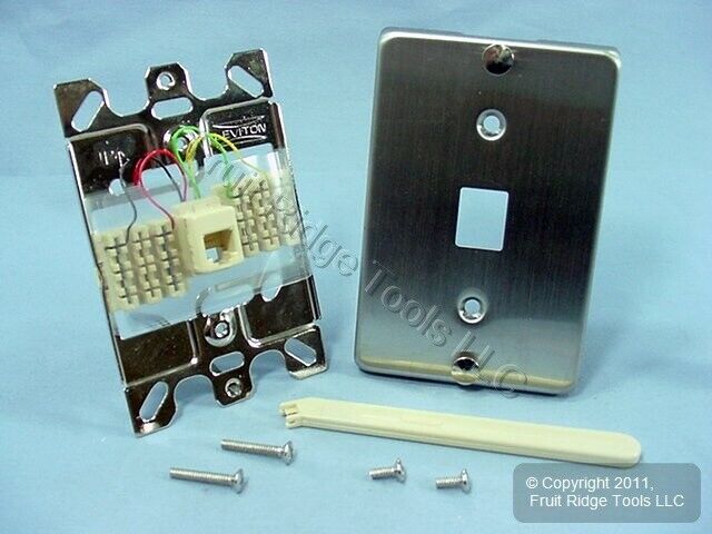 Leviton Stainless Steel Wall Phone Mounting Plate Telephone Jack C0256-SS