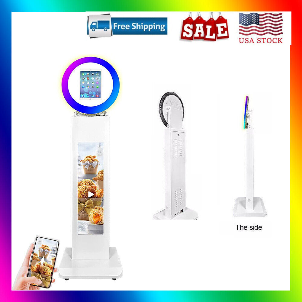 iPad Photo Booth w/Ringlight White Photo Booth Shell w/LCD Advertising Light Box